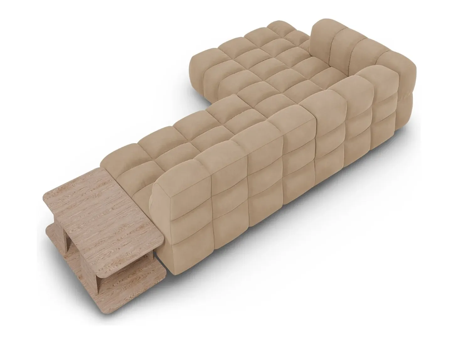 Cosmopolitan Design - Sofá modular de canto esquerdo "Sky" 4 lugares em veludo areia - 297x162x75cm