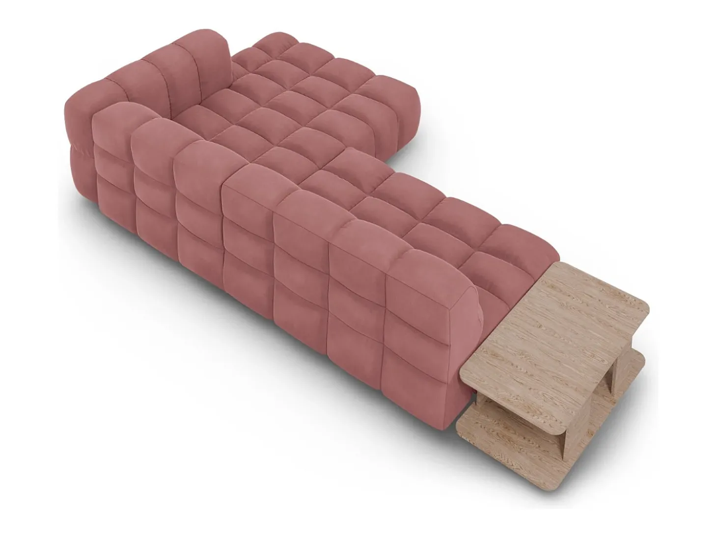 Cosmopolitan Design - Sofá modular de canto direito "Sky" 4 lugares em veludo salmão - 297x162x75cm