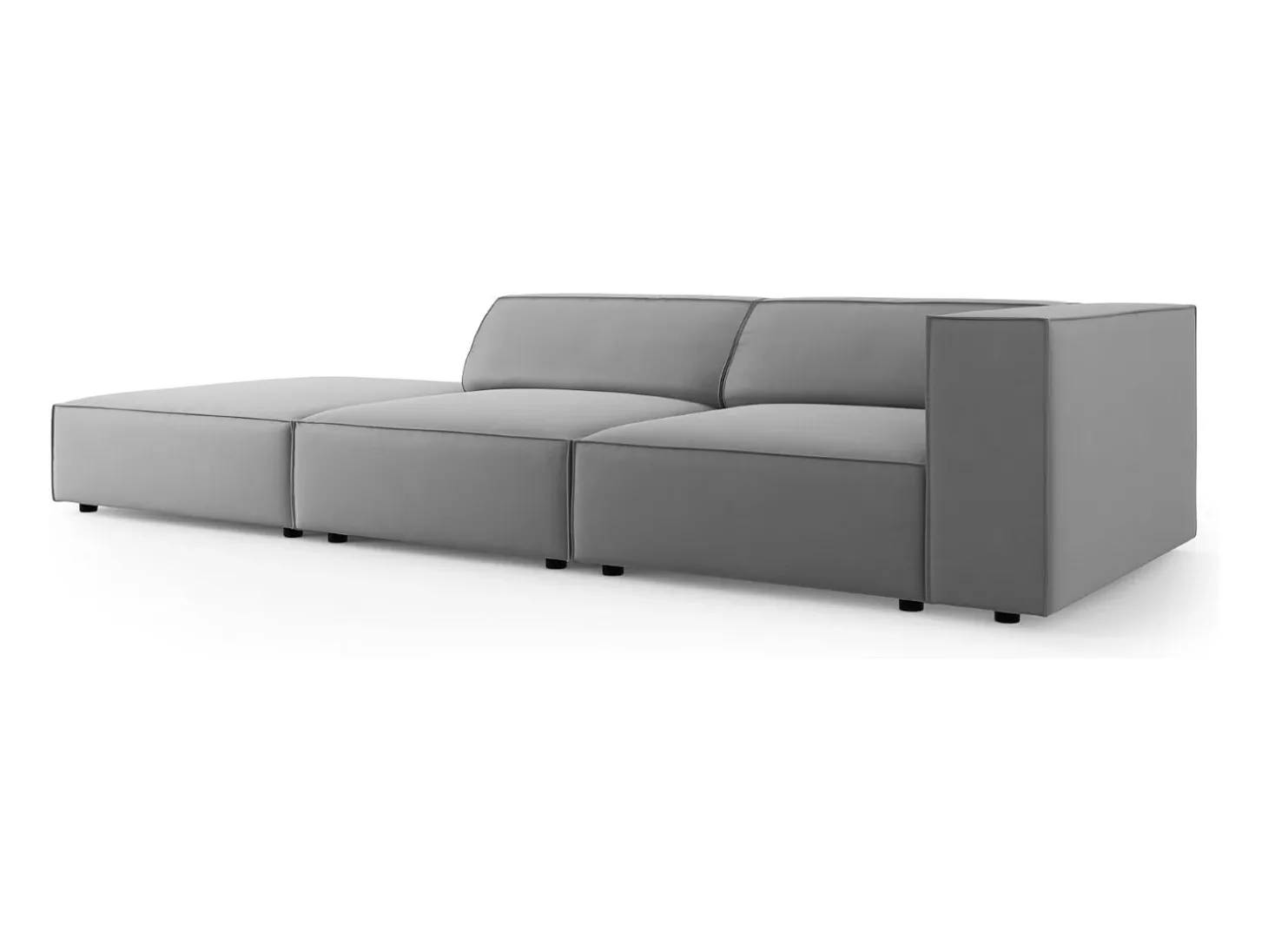 Cosmopolitan Design - Sofá esquerdo "Arendal" 4 lugares em veludo cinza claro - 262x102x70cm