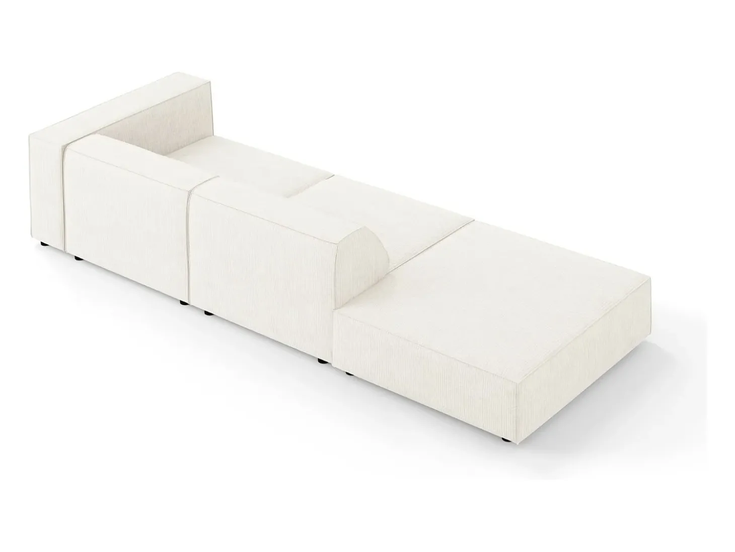 Cosmopolitan Design - Sofá esquerdo "Arendal" 4 lugares em tecido chenille com efeito canelado marfim - 262x102x70cm