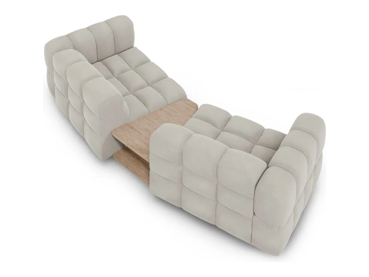 Cosmopolitan Design - Sofá modular "Sky" 2 lugares em veludo bege claro - 280x148x75cm