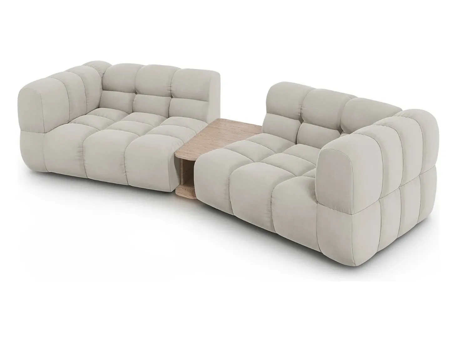 Cosmopolitan Design - Sofá modular "Sky" 2 lugares em veludo bege claro - 280x148x75cm