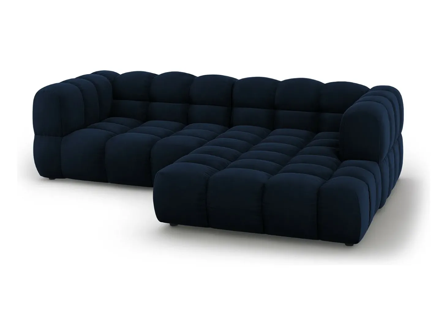 Cosmopolitan Design - Sofá modular de canto direito "Sky" 3 lugares em veludo azul real - 244x162x75cm