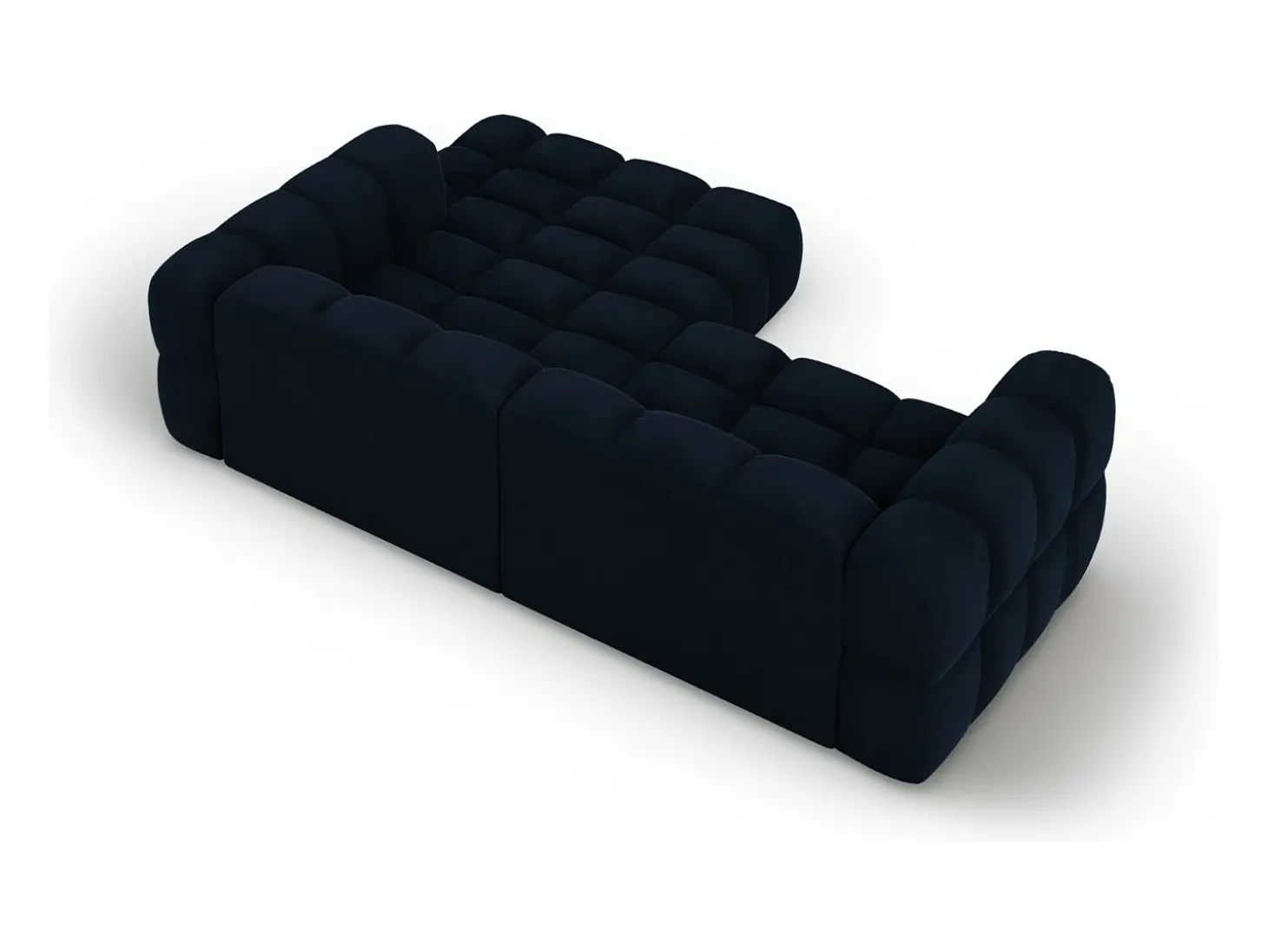 Cosmopolitan Design - Sofá modular de canto direito "Sky" 3 lugares em veludo azul real - 244x162x75cm