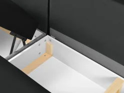 Cosmopolitan Design - Sofá panorâmico convertível em linha reta com caixa de arrumação "Kyoto" 7 lugares em veludo cinza escuro - 313x194x88cm