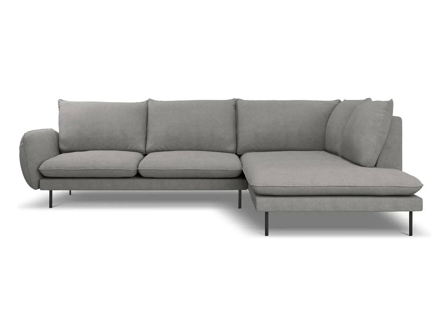 Cosmopolitan Design - Sofá de canto direito "Vienna" 6 lugares em tecido estrutural cinza escuro - 275x185x95cm