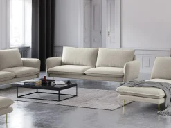 Cosmopolitan Design - Sofá "Vienna" 3 lugares em tecido estrutural bege claro - 200x92x95cm