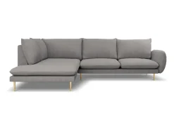 Cosmopolitan Design - Sofá de canto esquerdo "Vienna" 6 lugares em tecido estrutural cinza escuro - 275x185x95cm