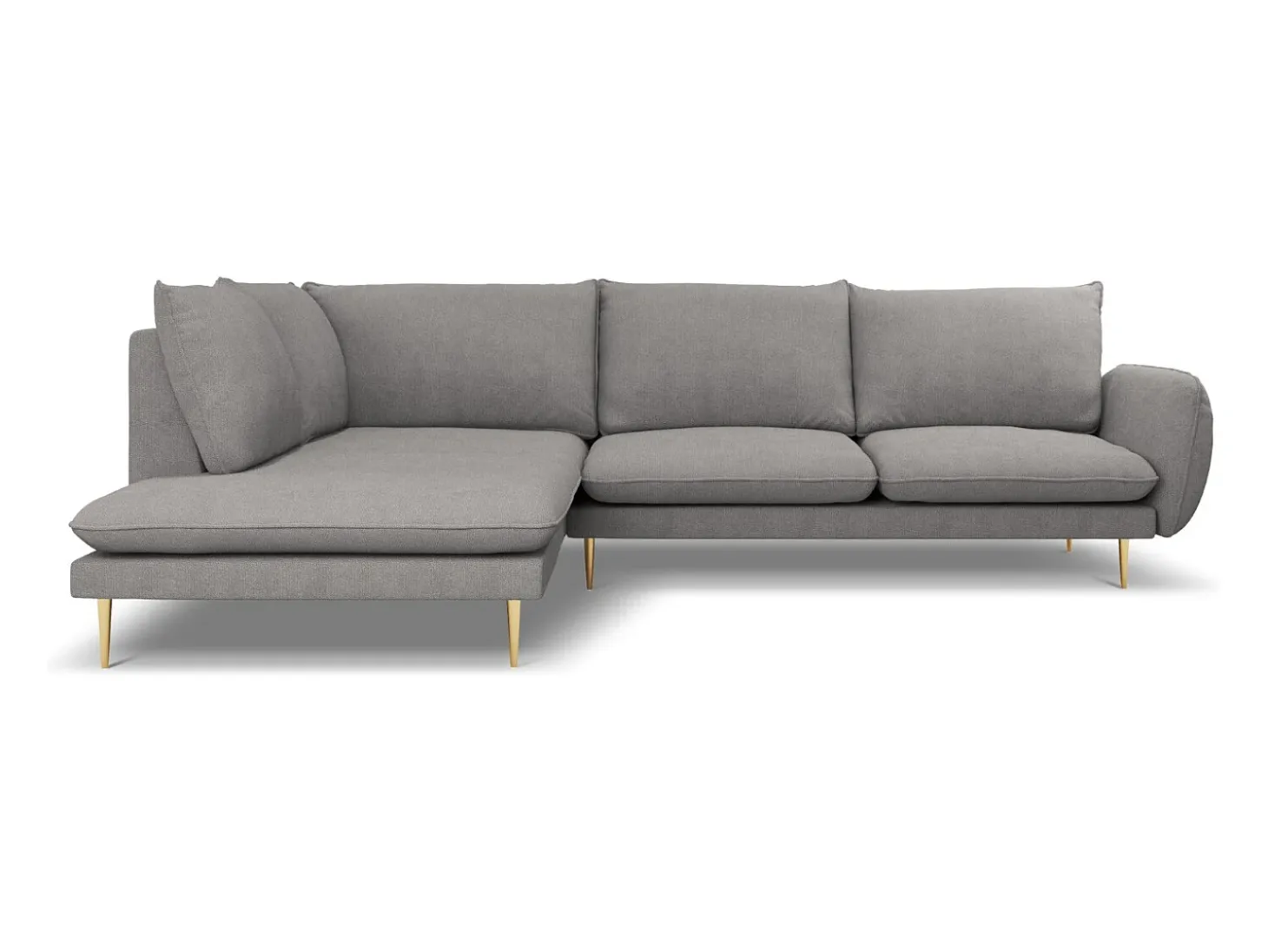 Cosmopolitan Design - Sofá de canto esquerdo "Vienna" 6 lugares em tecido estrutural cinza escuro - 275x185x95cm