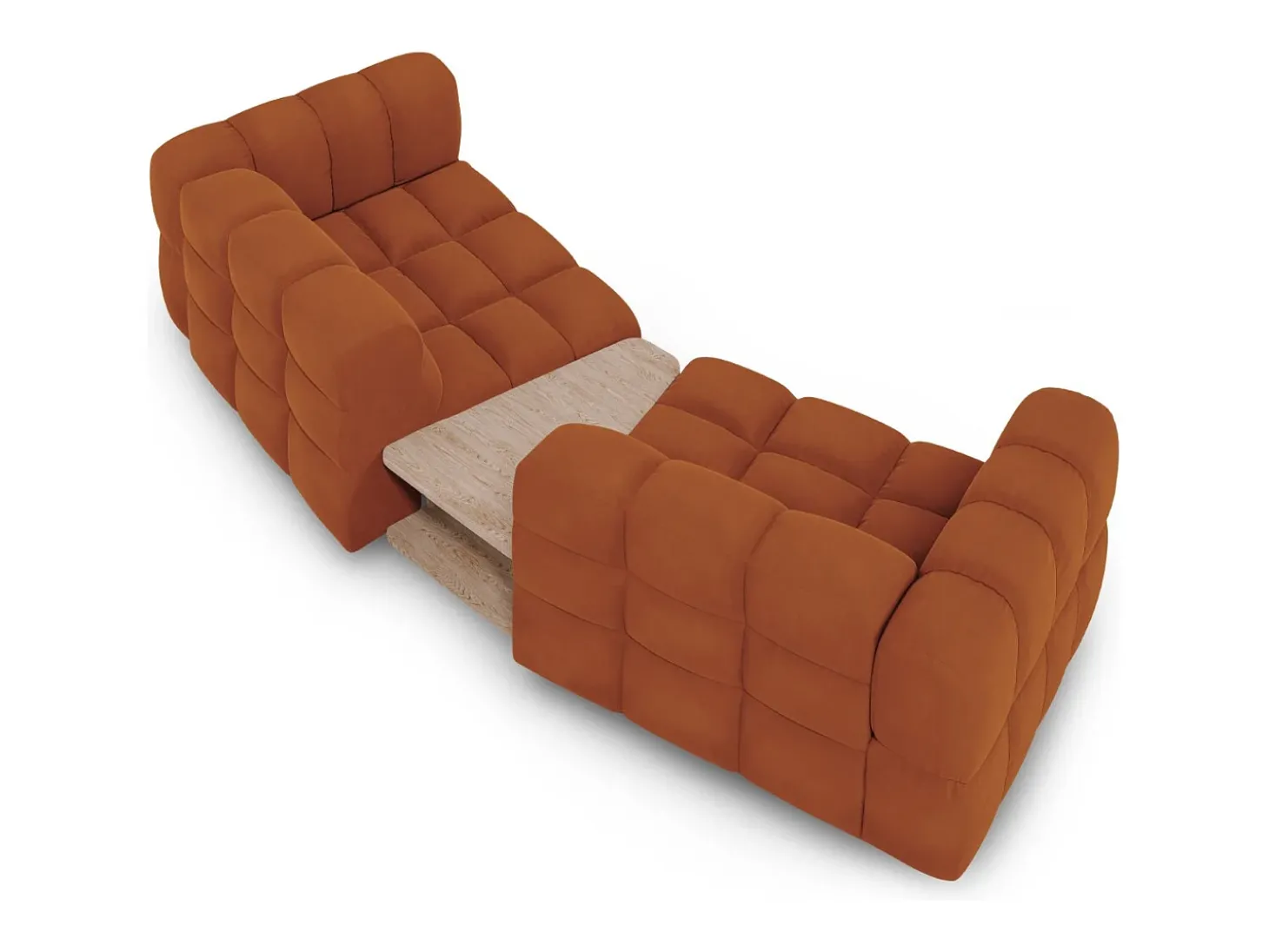 Cosmopolitan Design - Sofá modular "Sky" 2 lugares em veludo terracota - 280x148x75cm