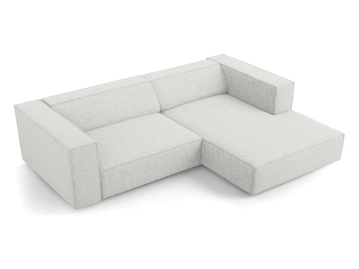 Cosmopolitan Design - Sofá de canto direito "Arendal" 3 lugares em tecido chenille cinza claro - 224x166x70cm