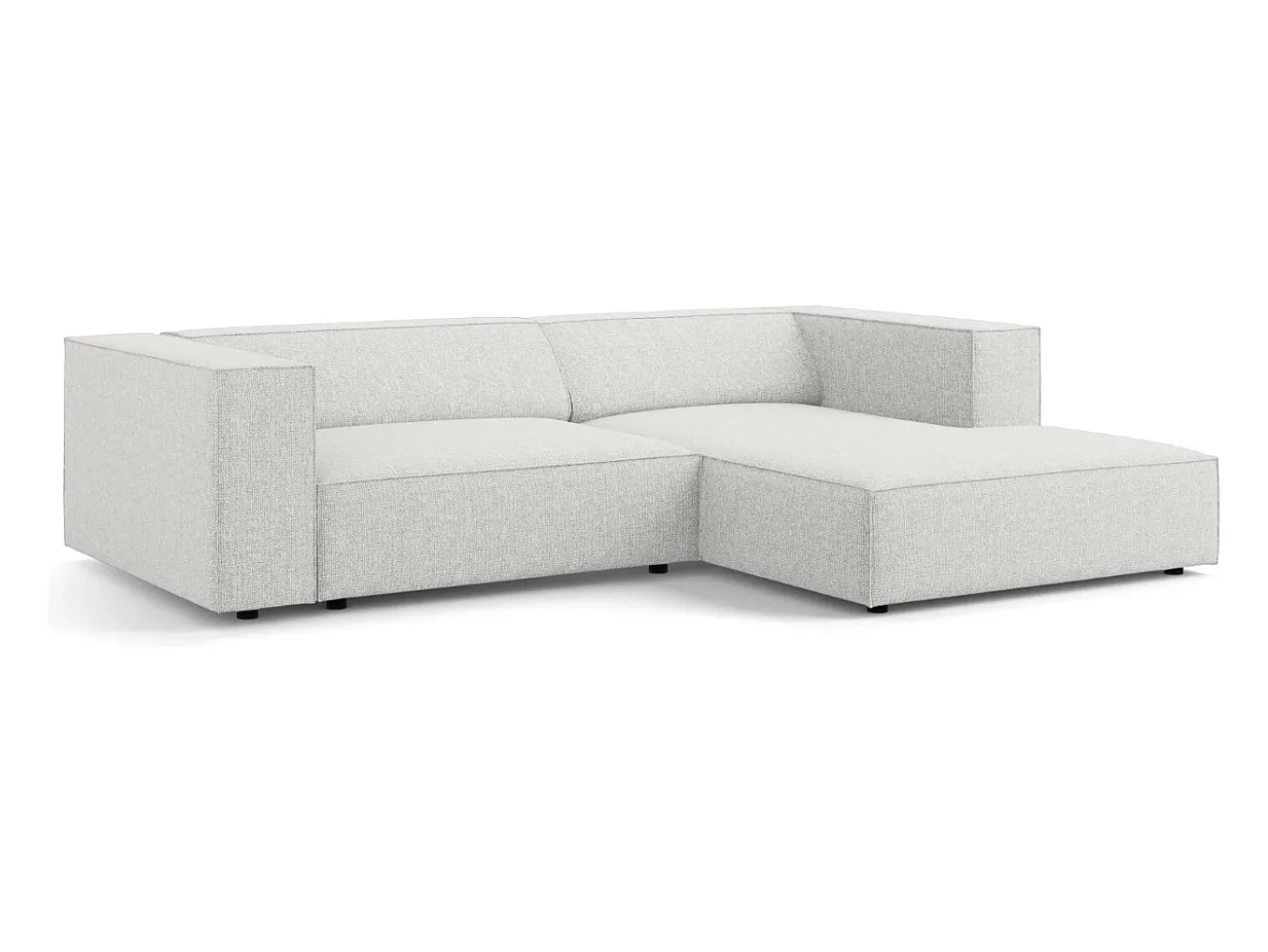 Cosmopolitan Design - Sofá de canto direito "Arendal" 3 lugares em tecido chenille cinza claro - 224x166x70cm