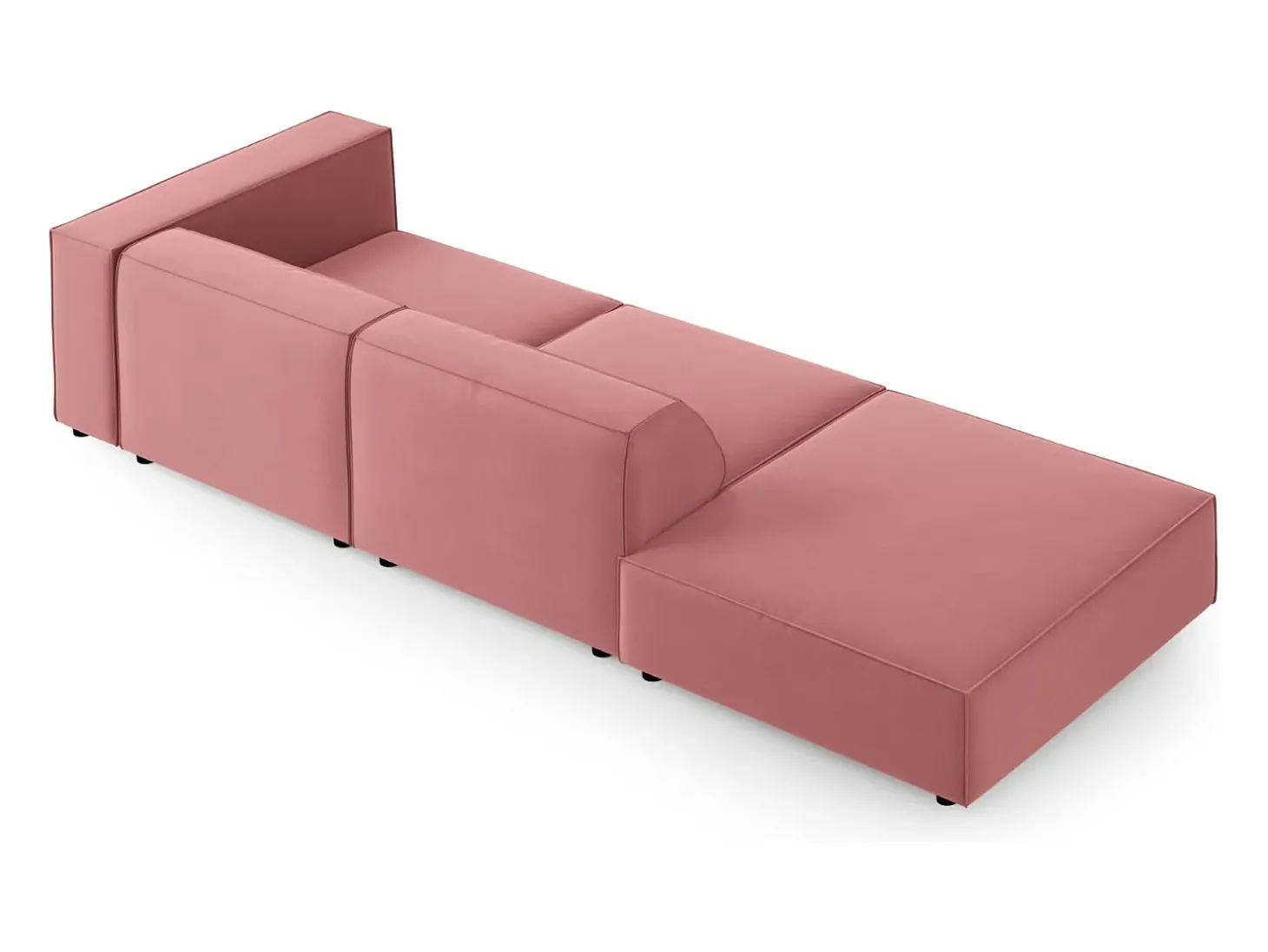 Cosmopolitan Design - Sofá esquerdo "Arendal" 4 lugares em veludo salmão - 262x102x70cm