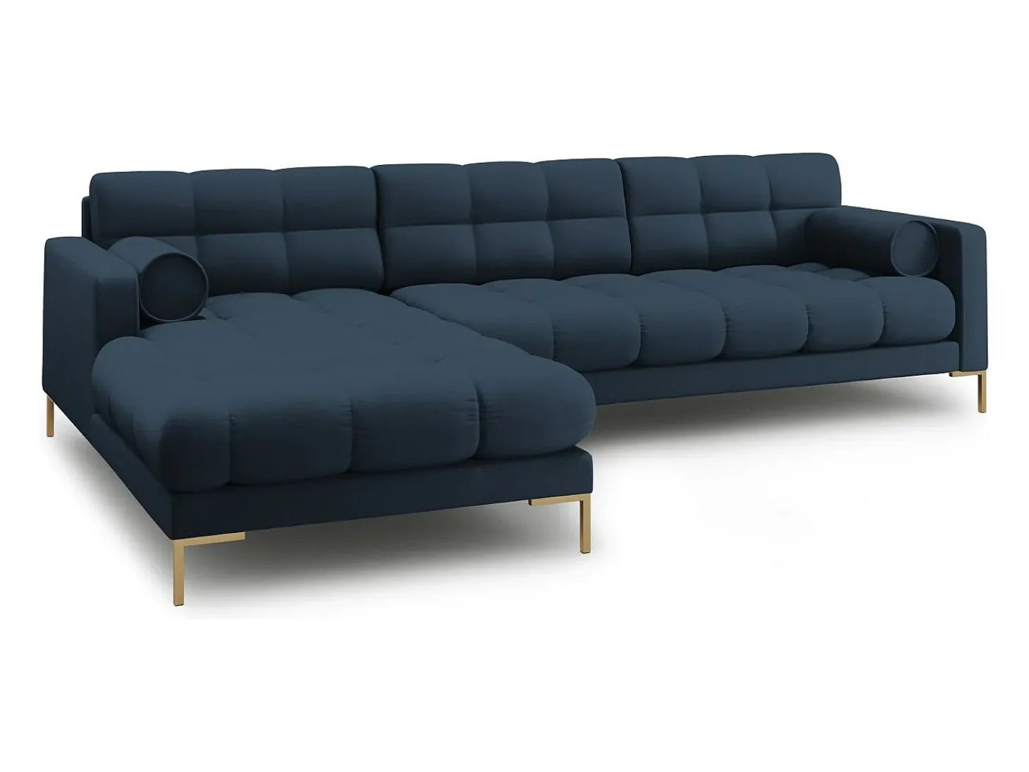 Cosmopolitan Design - Sofá de canto esquerdo "Bali" 5 lugares em tecido estrutural azul - 293x185x75cm