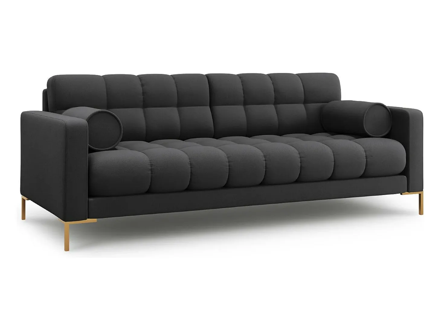 Cosmopolitan Design - Sofá "Bali" 4 lugares em tecido estrutural cinza escuro - 217x92x75cm
