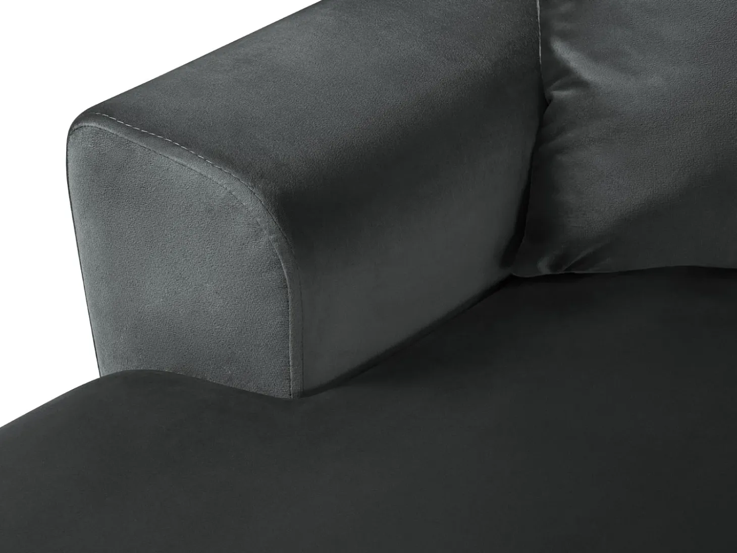 Cosmopolitan Design - Sofá panorâmico convertível em linha reta com caixa de arrumação "Kyoto" 7 lugares em veludo cinza escuro - 313x194x88cm
