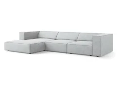 Cosmopolitan Design - Sofá de canto esquerdo "Arendal" 4 lugares em tecido chenille com efeito canelado cinza claro - 284x166x70cm