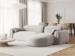 Cosmopolitan Design - Sofá modular de canto direito "Sydney" 4 lugares em veludo bege claro - 275x165x70cm
