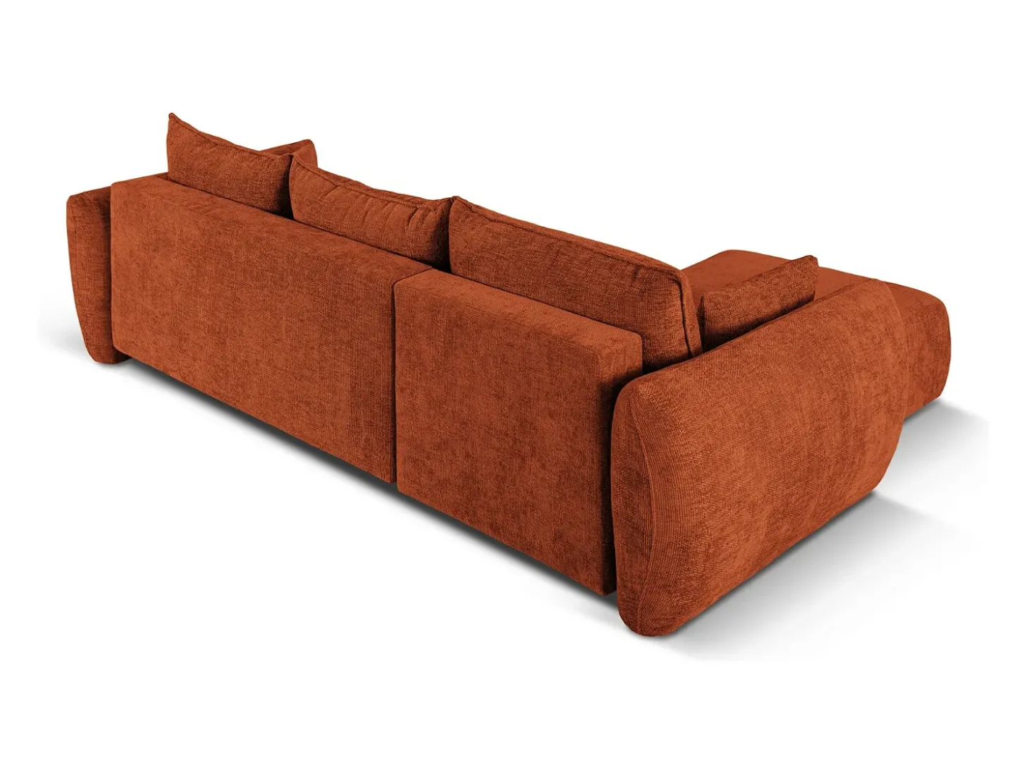 Cosmopolitan Design - Sofá convertível de canto esquerdo com caixa de arrumação "Matera" 4 lugares em tecido chenille terracota - 253x173x86cm