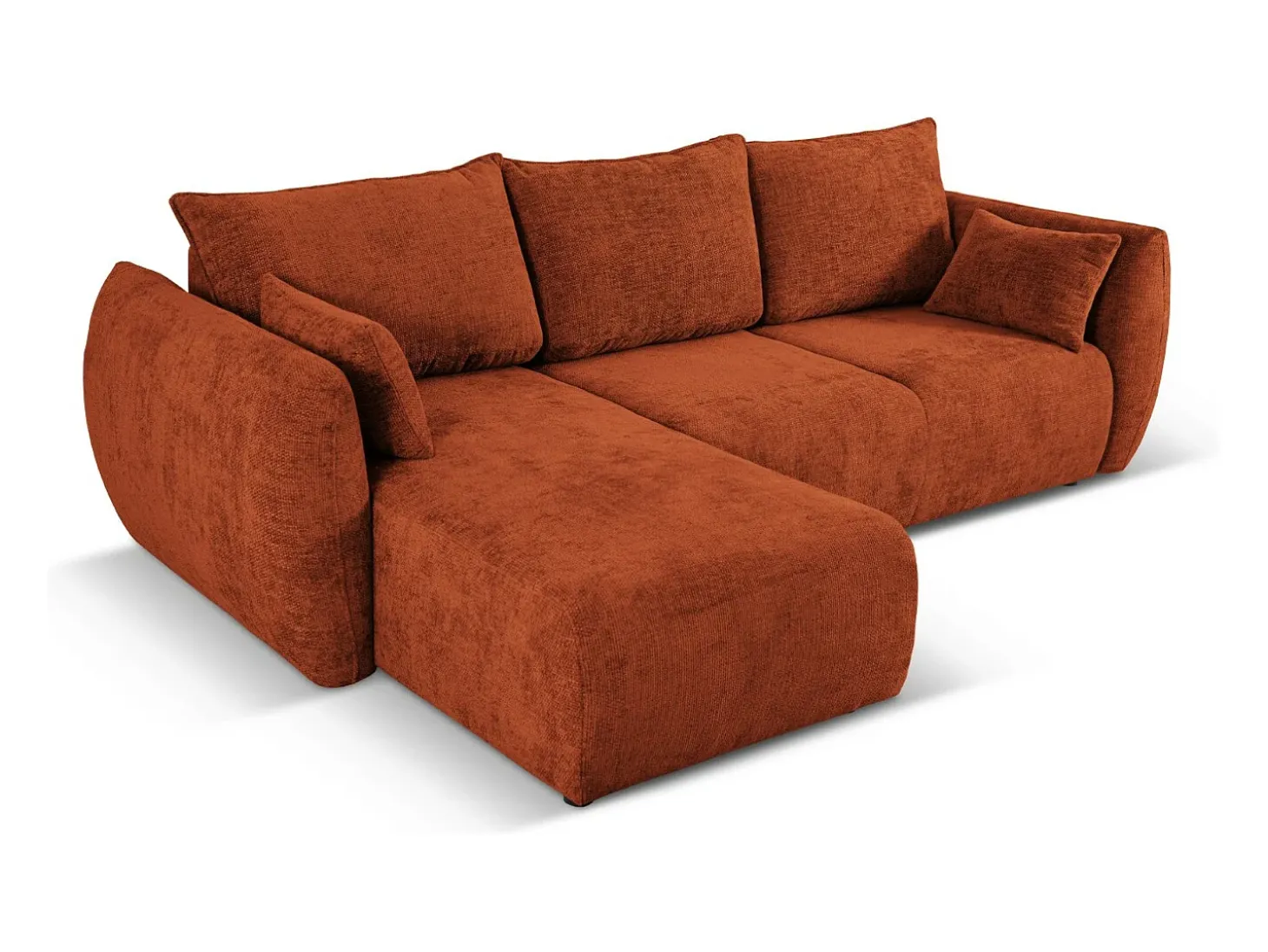 Cosmopolitan Design - Sofá convertível de canto esquerdo com caixa de arrumação "Matera" 4 lugares em tecido chenille terracota - 253x173x86cm