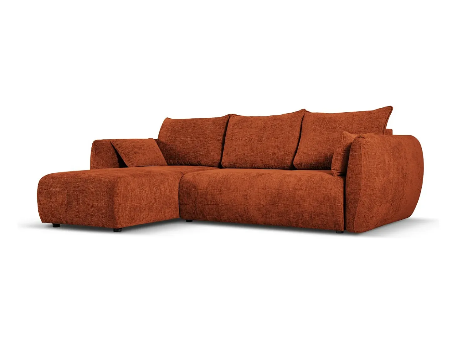 Cosmopolitan Design - Sofá convertível de canto esquerdo com caixa de arrumação "Matera" 4 lugares em tecido chenille terracota - 253x173x86cm