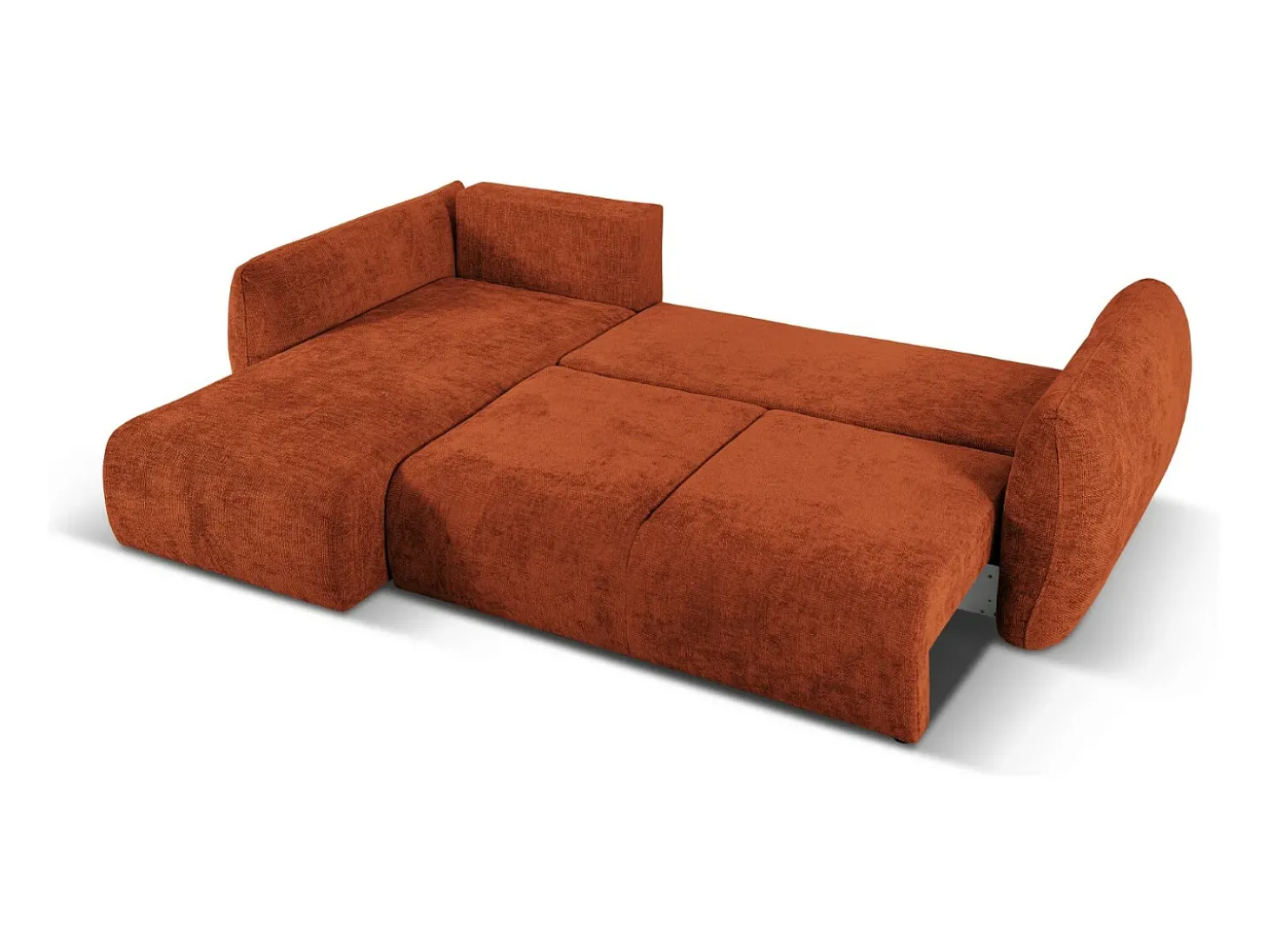 Cosmopolitan Design - Sofá convertível de canto esquerdo com caixa de arrumação "Matera" 4 lugares em tecido chenille terracota - 253x173x86cm