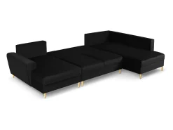 Cosmopolitan Design - Sofá panorâmico convertível em linha reta com caixa de arrumação