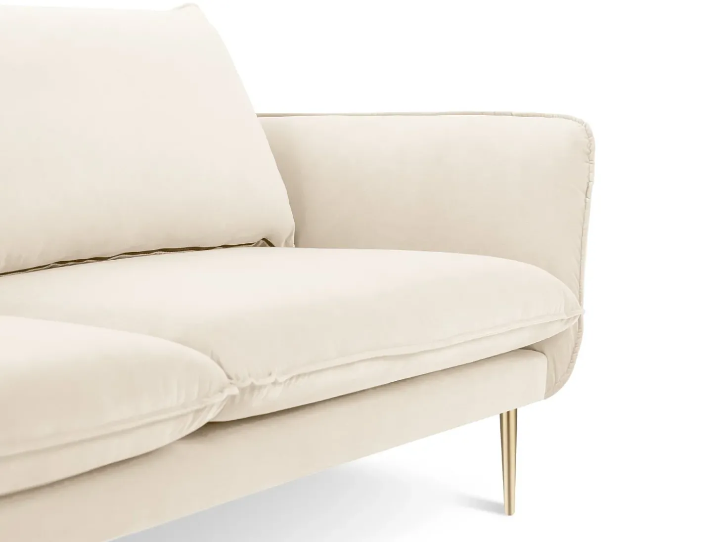 Cosmopolitan Design - Sofá "Vienna" 4 lugares em veludo bege claro - 230x92x95cm