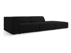 Cosmopolitan Design - Sofá direito "Arendal" 4 lugares em tecido chenille com efeito canelado preto - 262x102x70cm