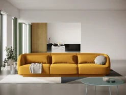 Cosmopolitan Design - Sofá "Tulum" 3 lugares em veludo amarelo - 255x90x70cm