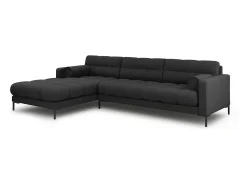 Cosmopolitan Design - Sofá de canto esquerdo "Bali" 5 lugares em tecido estrutural cinza escuro - 293x185x75cm
