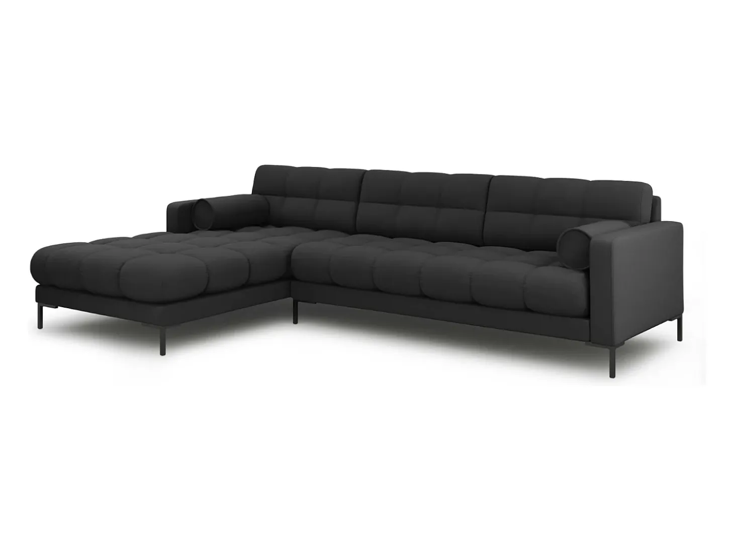 Cosmopolitan Design - Sofá de canto esquerdo "Bali" 5 lugares em tecido estrutural cinza escuro - 293x185x75cm