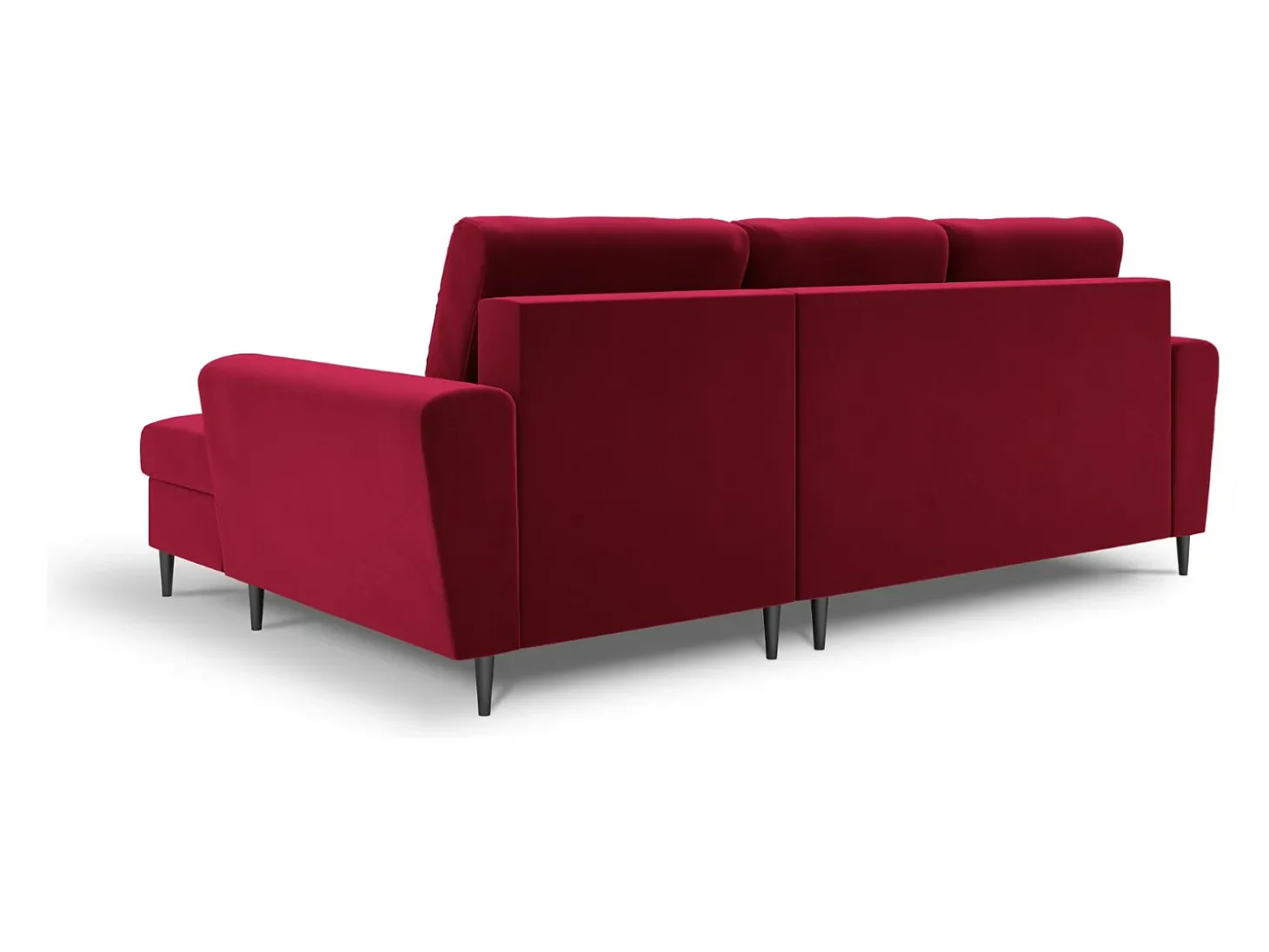 Cosmopolitan Design - Sofá convertível de canto direito com caixa de arrumação "Kyoto" 4 lugares em veludo vermelho - 241x145x88cm