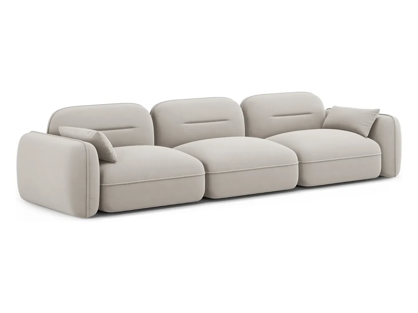 Cosmopolitan Design - Sofá modular "Sydney" 4 lugares em veludo bege claro - 320x90x70cm