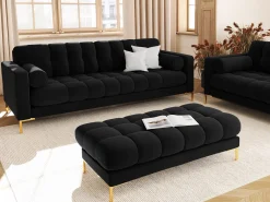 Cosmopolitan Design - Sofá "Bali" 4 lugares em veludo preto - 217x92x75cm