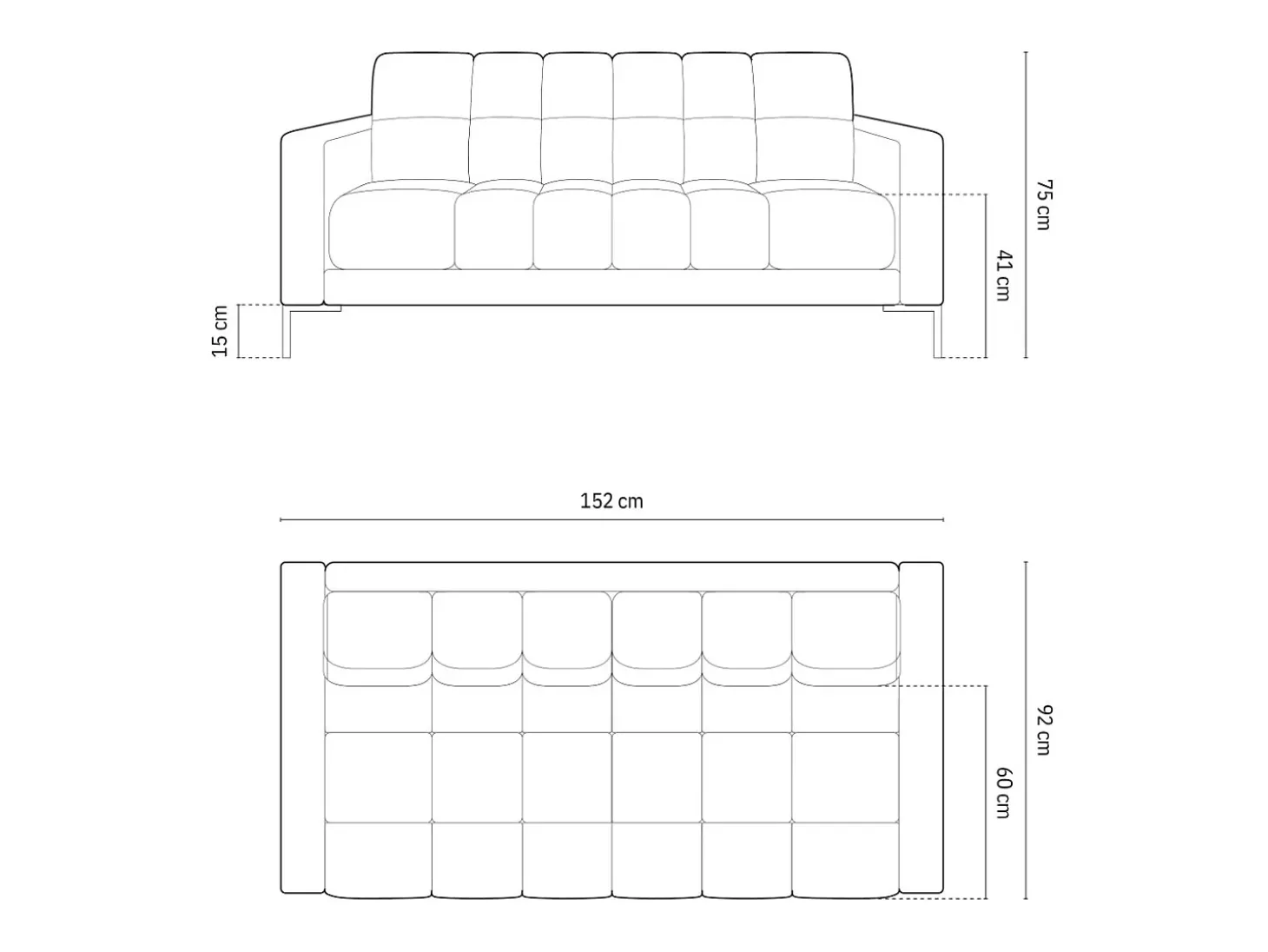 Cosmopolitan Design - Sofá "Bali" 2 lugares em tecido estrutural cinza claro - 152x92x75cm
