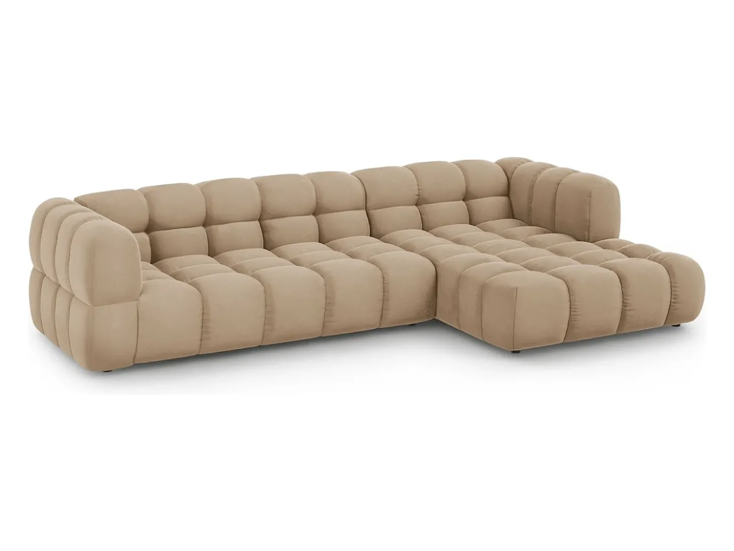 Cosmopolitan Design - Sofá modular de canto direito "Sky" 4 lugares em veludo areia - 300x162x75cm