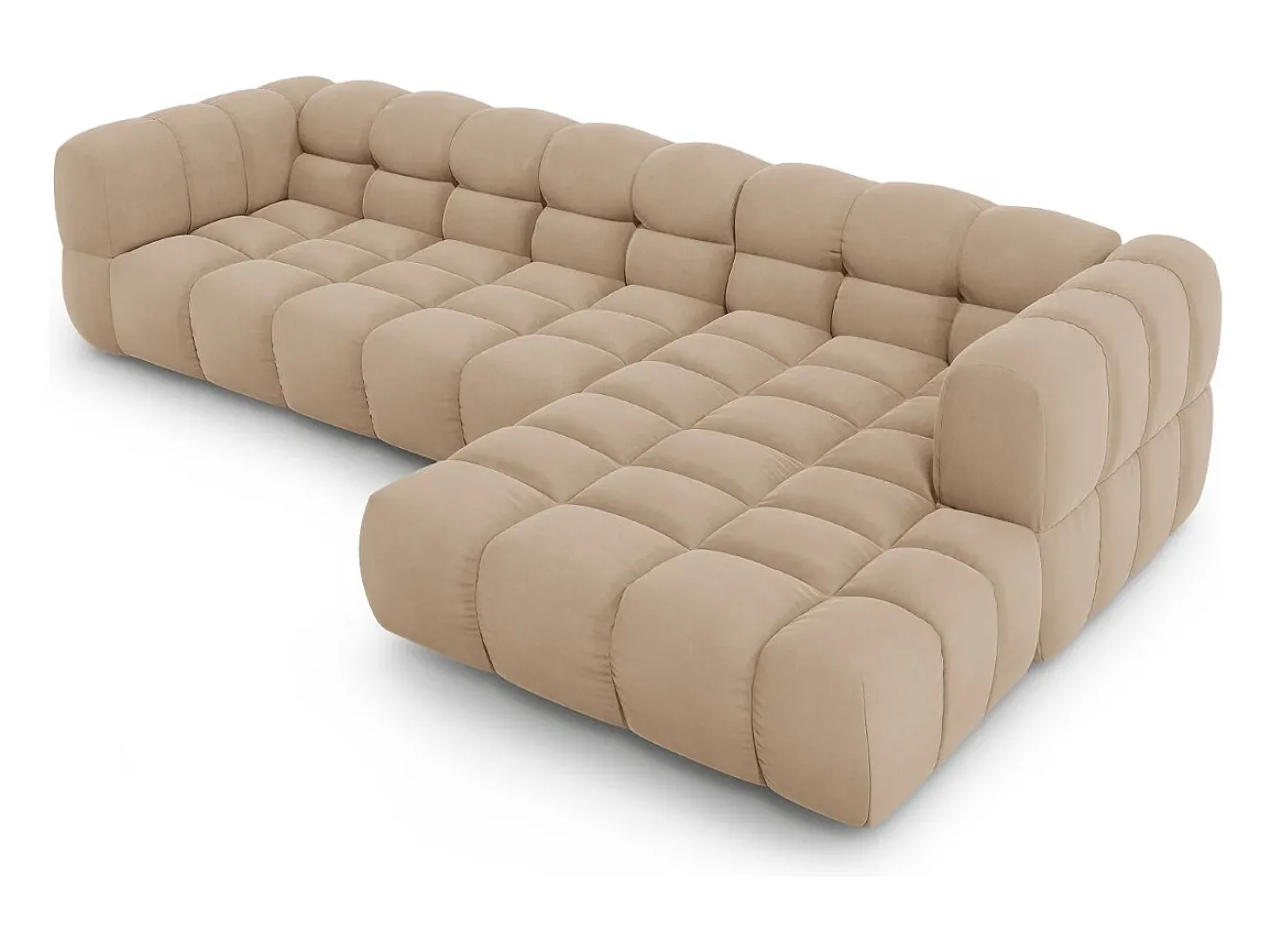 Cosmopolitan Design - Sofá modular de canto direito "Sky" 4 lugares em veludo areia - 300x162x75cm
