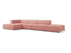 Cosmopolitan Design - Sofá de canto esquerdo "Arendal" 5 lugares em tecido chenille rosa - 341x166x70cm