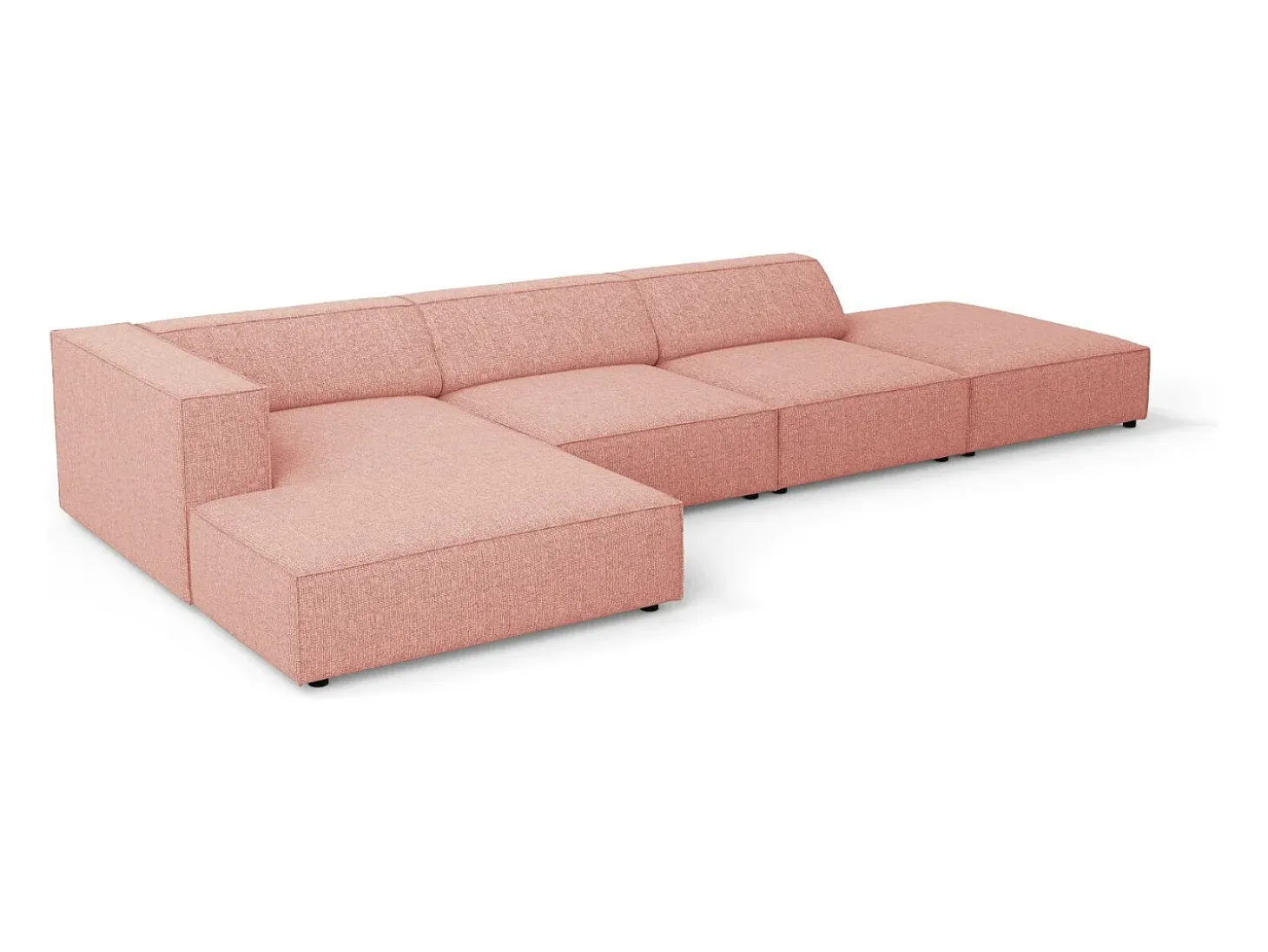Cosmopolitan Design - Sofá de canto esquerdo "Arendal" 5 lugares em tecido chenille rosa - 341x166x70cm
