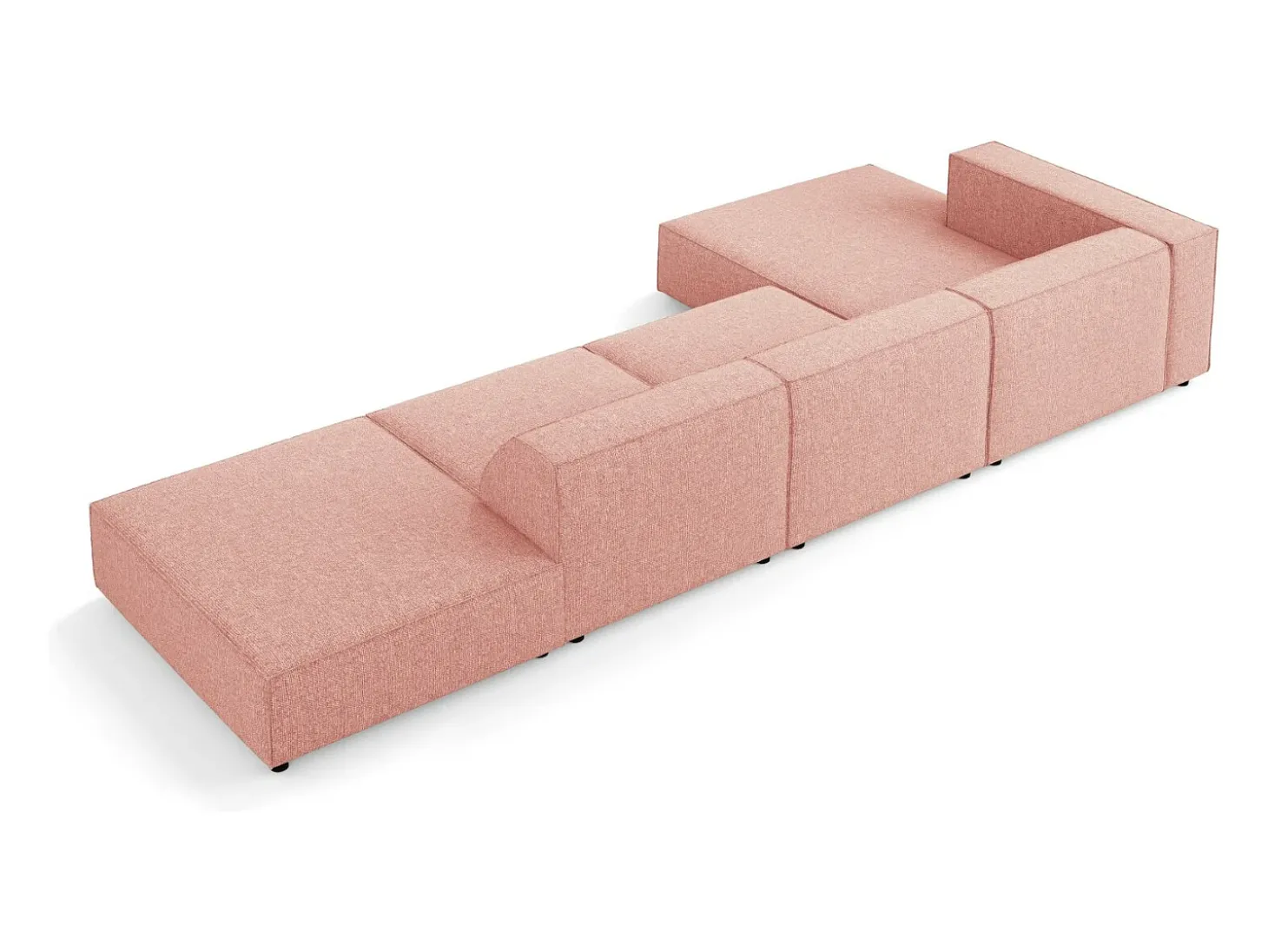Cosmopolitan Design - Sofá de canto esquerdo "Arendal" 5 lugares em tecido chenille rosa - 341x166x70cm