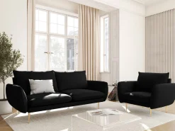 Cosmopolitan Design - Sofá "Vienna" 2 lugares em veludo preto - 160x92x95cm