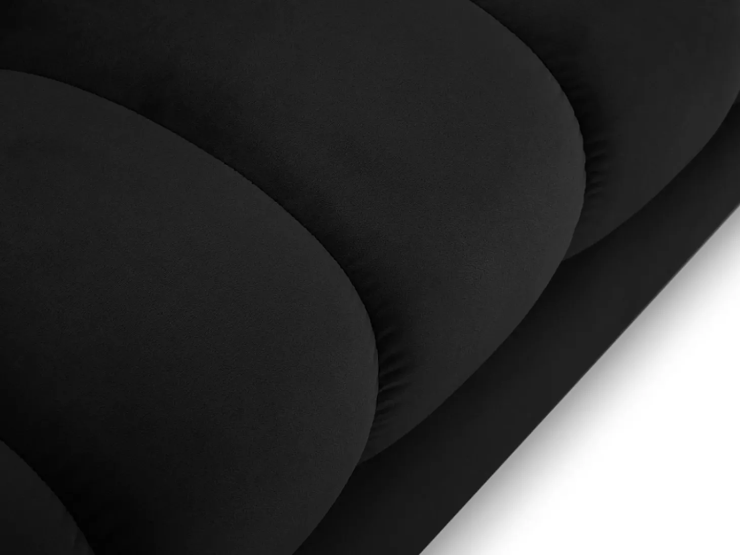 Cosmopolitan Design - Sofá panorâmico "Bali" 7 lugares em veludo preto - 383x185x75cm