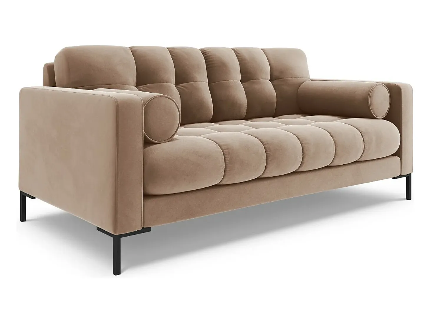 Cosmopolitan Design - Sofá "Bali" 2 lugares em veludo bege - 152x92x75cm
