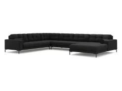 Cosmopolitan Design - Sofá de canto panorâmico à esquerda "Bali" 7 lugares em tecido estrutural cinza escuro - 327x256x75cm