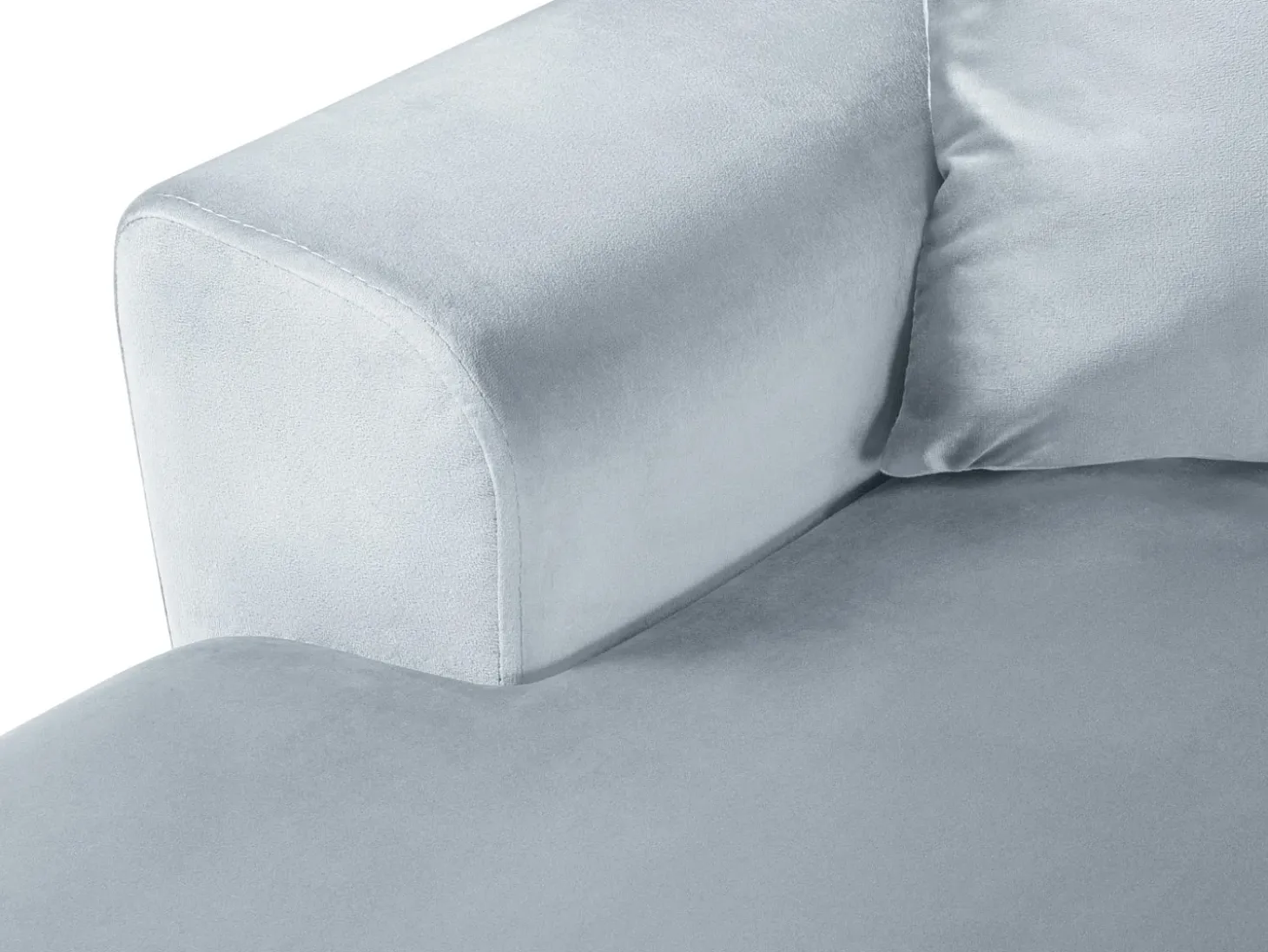 Cosmopolitan Design - Sofá panorâmico convertível em linha reta com caixa de arrumação "Kyoto" 7 lugares em veludo azul claro - 313x194x88cm
