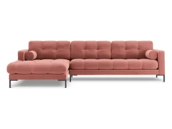 Cosmopolitan Design - Sofá de canto esquerdo "Bali" 5 lugares em veludo rosa - 293x185x75cm