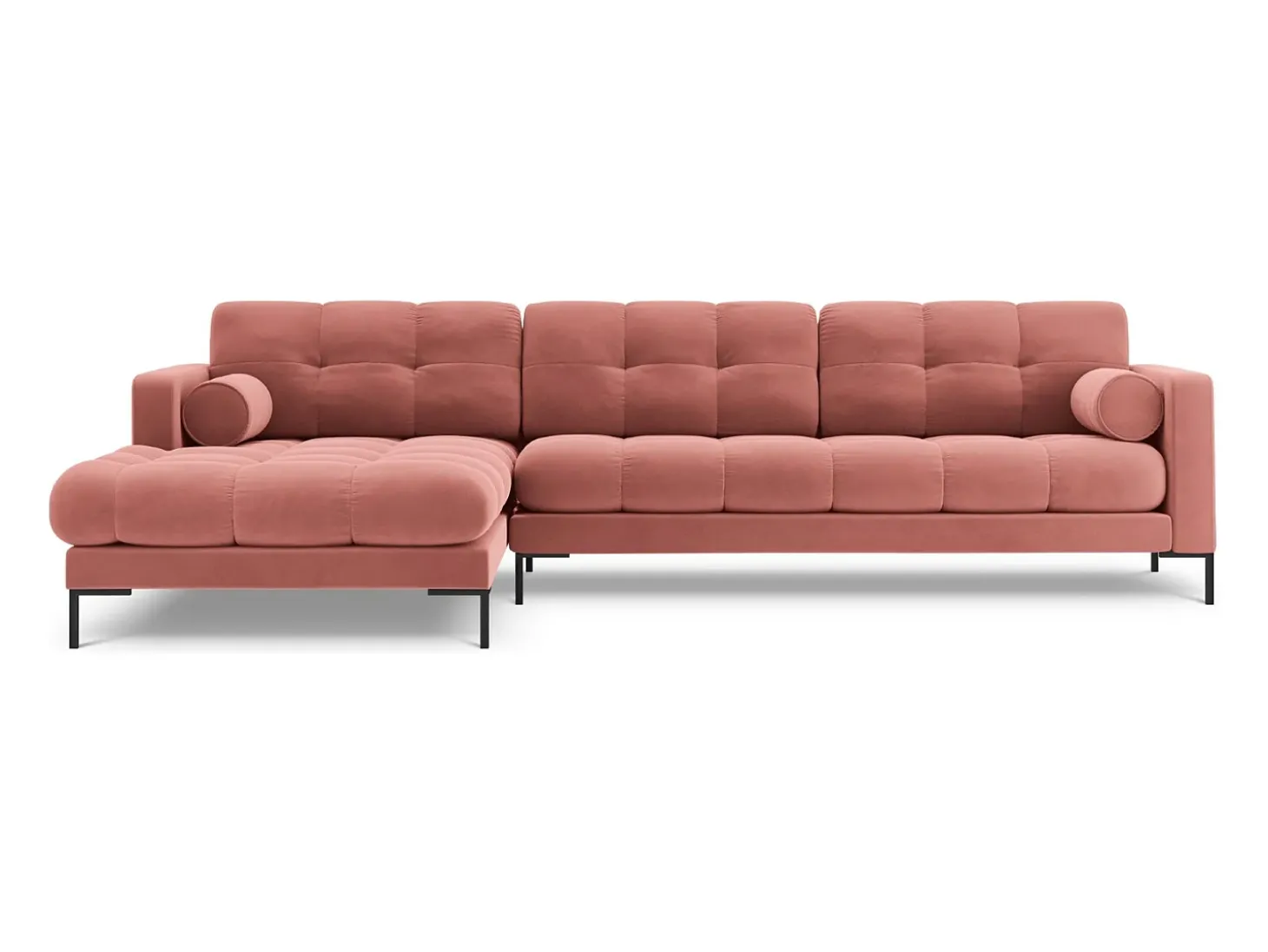 Cosmopolitan Design - Sofá de canto esquerdo "Bali" 5 lugares em veludo rosa - 293x185x75cm