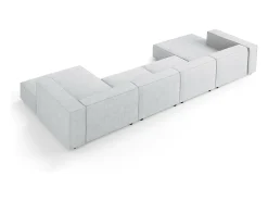 Cosmopolitan Design - Sofá panorâmico "Arendal" 6 lugares em tecido chenille com efeito canelado cinza claro - 364x166x70cm