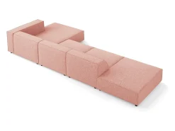 Cosmopolitan Design - Sofá de canto direito "Arendal" 5 lugares em tecido chenille rosa - 341x166x70cm